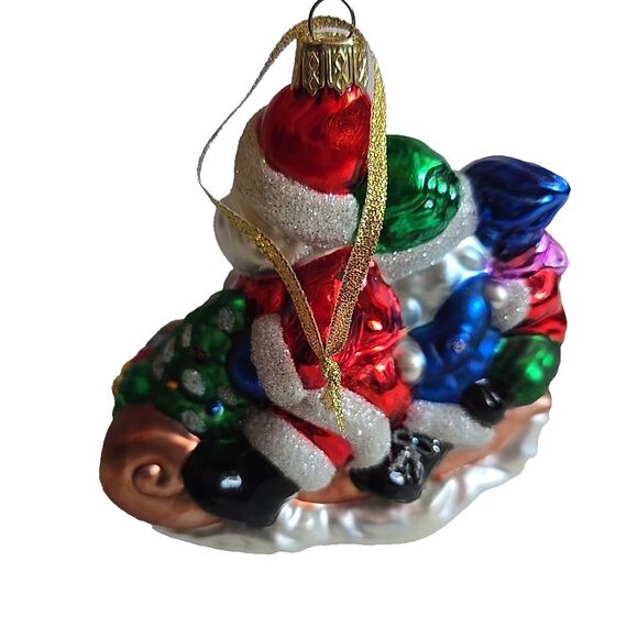 Lao Mai Blown Glass Christmas Ornament Santa On Sleigh Sled Kids Tree 5" - Picture 4 of 9